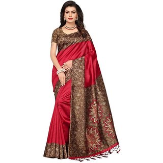 Mysore Silk Printed Saree (Red)