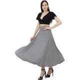 BuyNewTrend Black N White Hosiery Lycra Striped Asymmetrical Skirt For Women