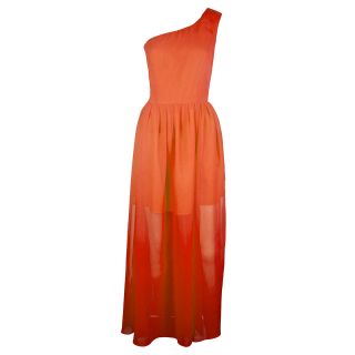 Arabella One Shoulder Maxi Dress (Soft Coral)