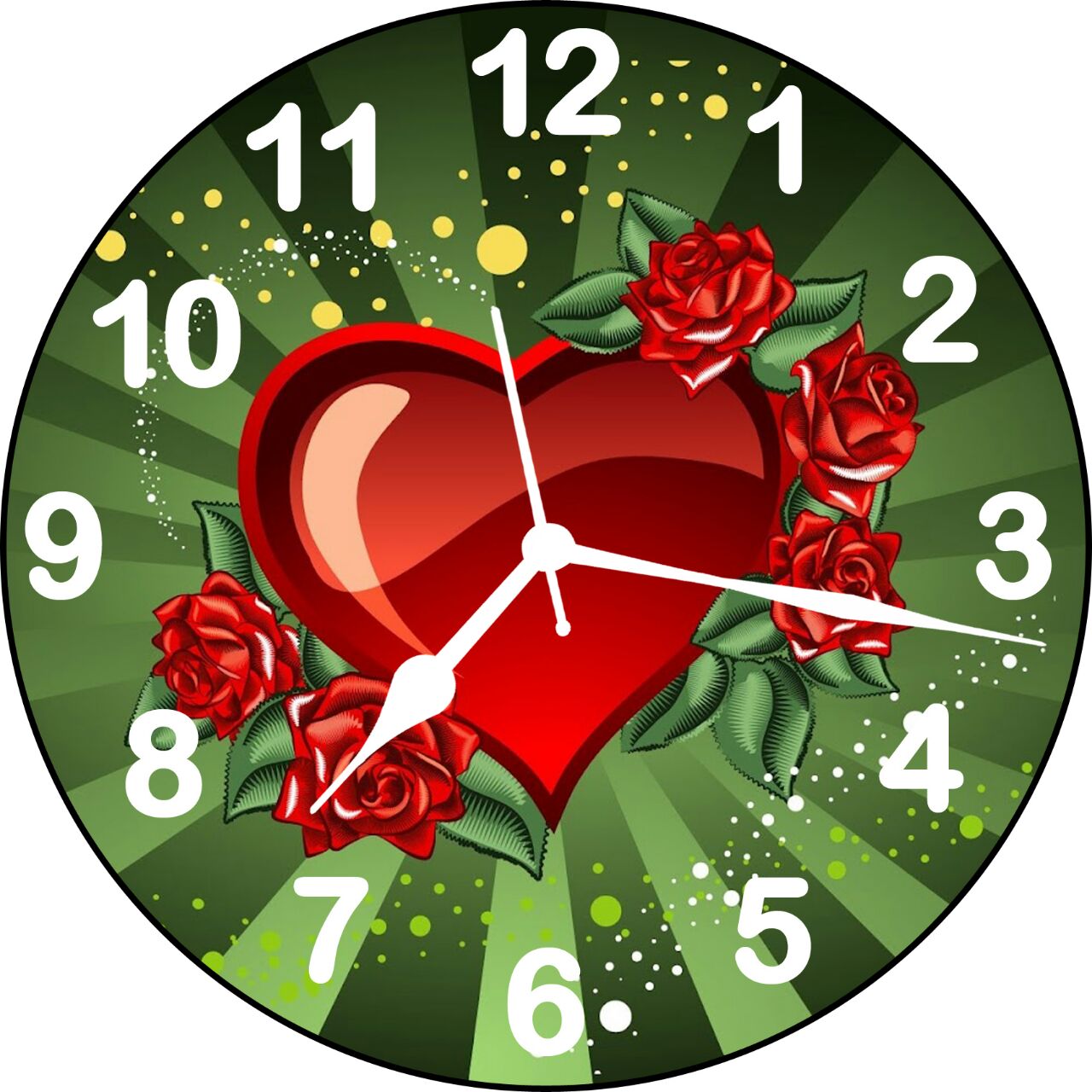 ske 3D beautiful hearth and rose wall clock