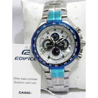 CASIO EDIFICE EF554D 7AVD WHITE BLUE DIAL CHRONOGRAPH MENS WRIST WATCH