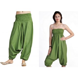 Indian Women's Girl's Green Color Cotton Harem Pants Trouser
