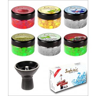 Shisha Rocks SHISHA STEAM STONES 6 DIFFERENT FLAVOURS + FREE 1 VORTEX BOWL (009C)