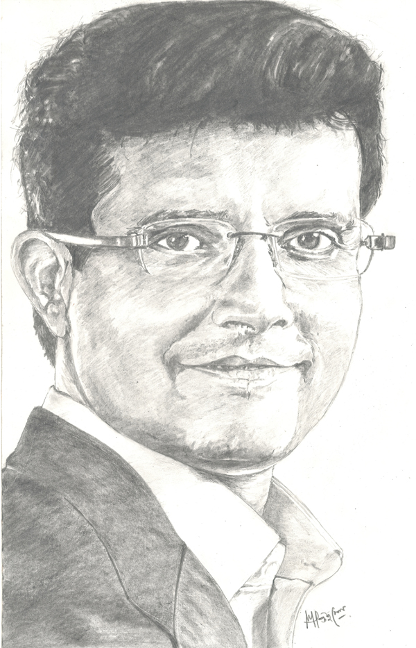 Pencil Sketch of Sourav Ganguly