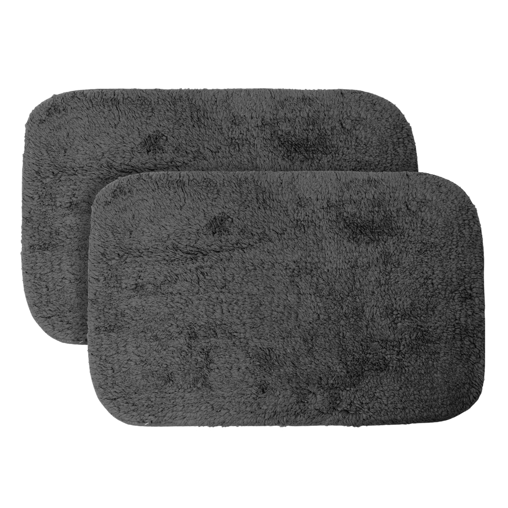 Just Linen Pair of Multipurpose Deep Grey Cotton Floor Mats