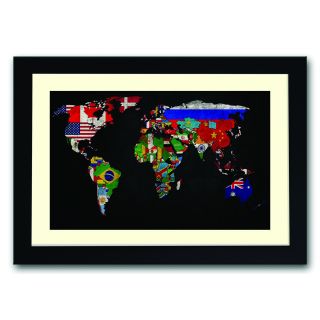 World map with flags Framed Poster