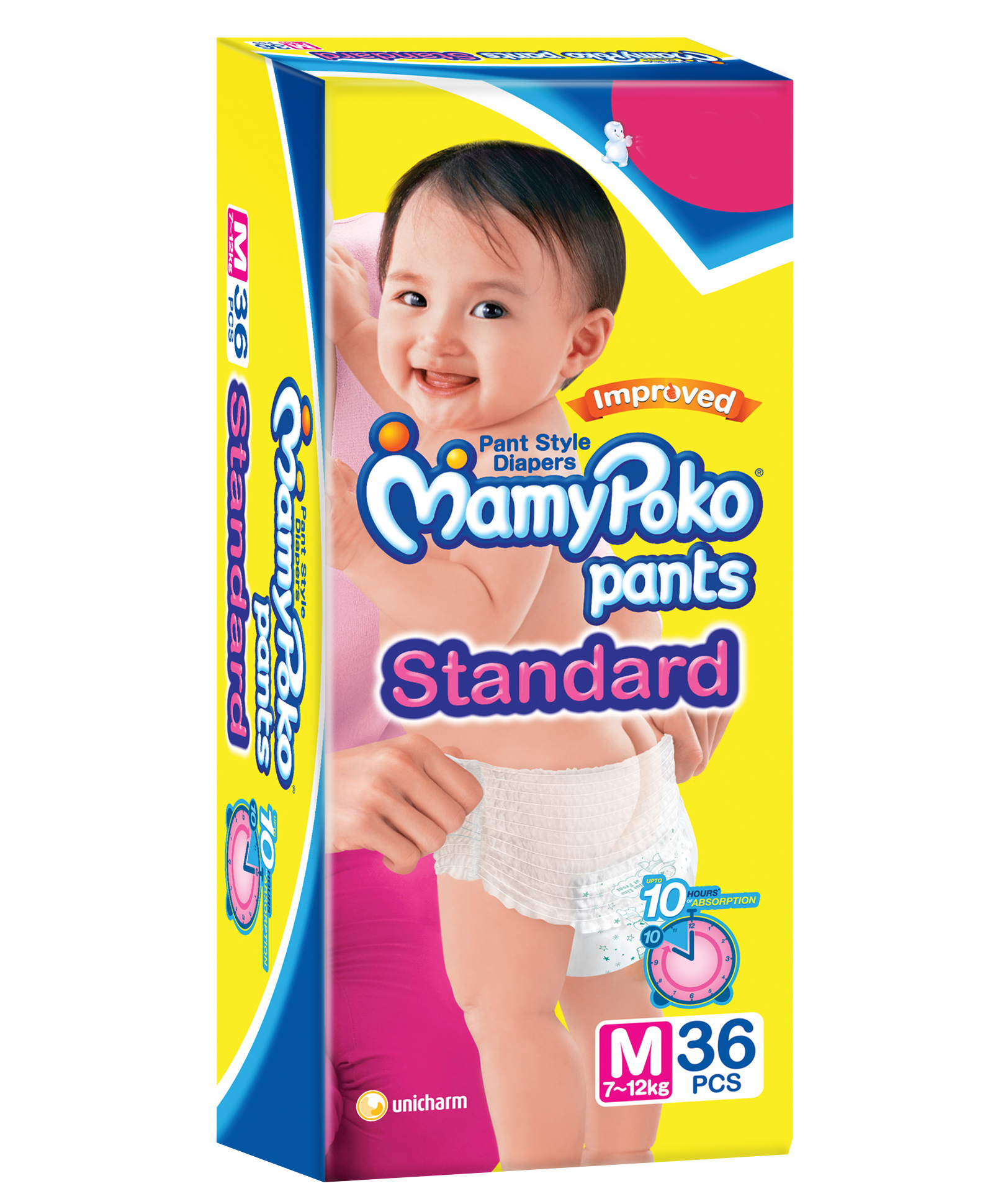 Mamy Poko Pants Standard Pant Style Medium Size Diapers (36 Count)