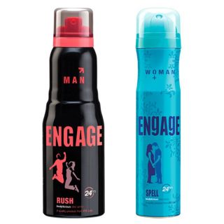 Engage Deo (Rush, Spell) Pack Of 2- 165ml Each(women And Men)