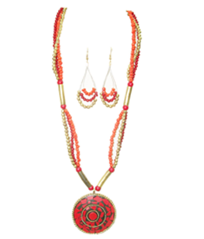 Urthn Antique Red Necklace Set - 1102540