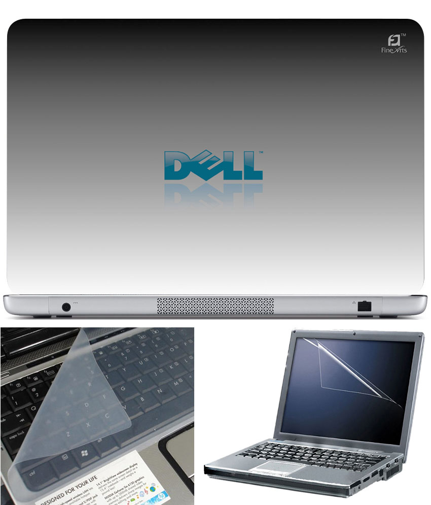 Finearts Laptop Skin 15.6 Inch With Key Guard & Screen Protector Dell Grey