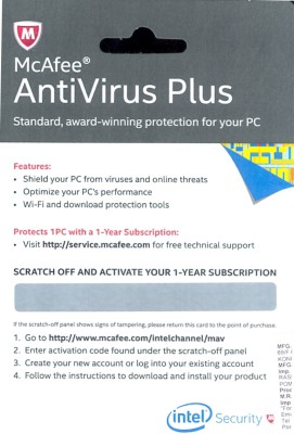 Buy McAfee McAfee AntiVirus Plus 1 PC 1 Year ANTIVIRUS/BXMAV1YRENG ...