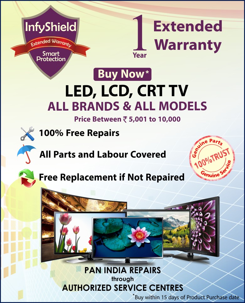 InfyShield Extended Warranty for 1 Year on LED,LCD,CRT TV Priced
