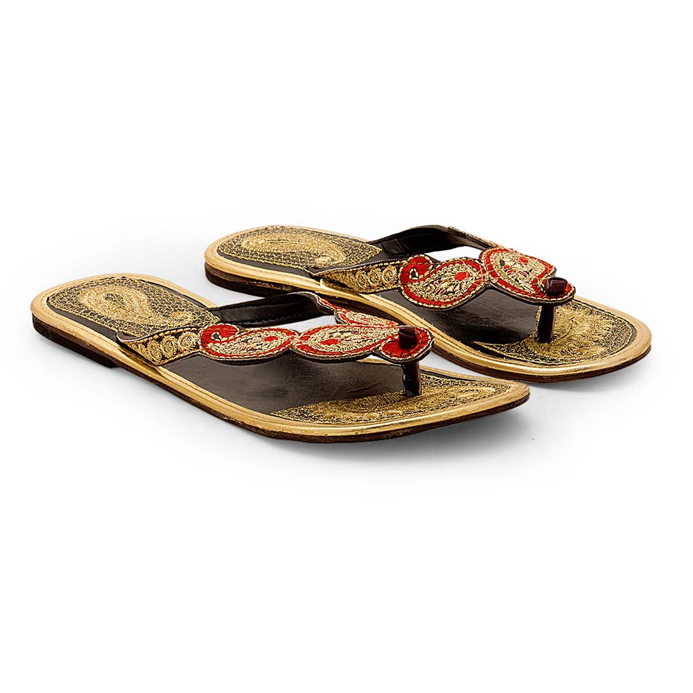 Women Designer Paisley Zari Work Jaipuri Chappal 344