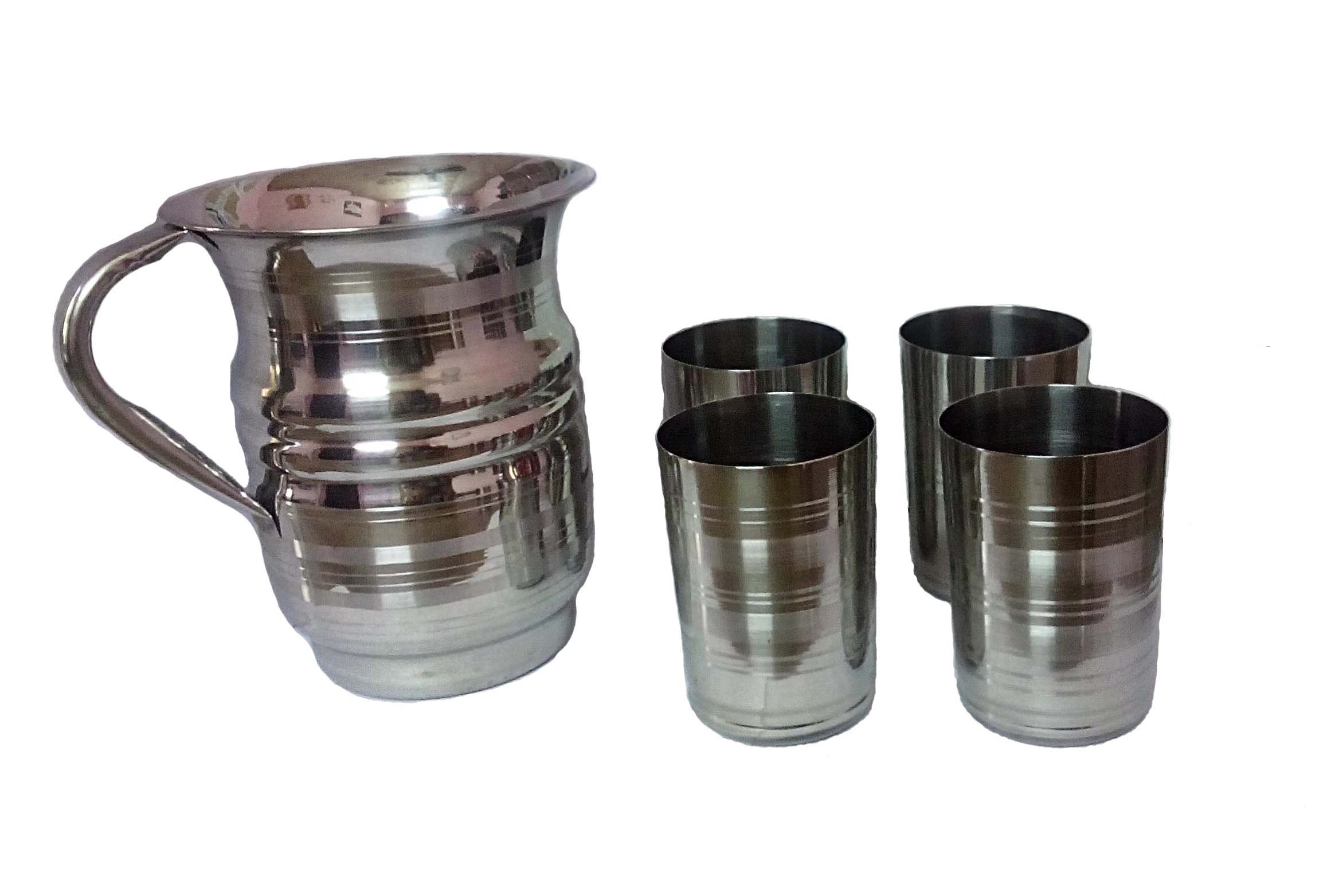STAINLESS STEEL LEMON SET [JUG & 4 GLASSES]