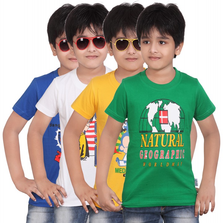 DONGLI BOYS PRINTED HALF SLEEVE TSHIRT ( PACK OF 4 )-DLH432_RB_GY_WHITE ...