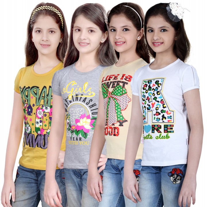 Nautinati Girls'  Digital Printed Halfsleeve T- shirt