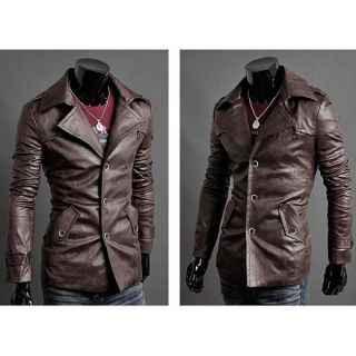 Italian Slim Long Semi Leather Jacket For Men (P001)