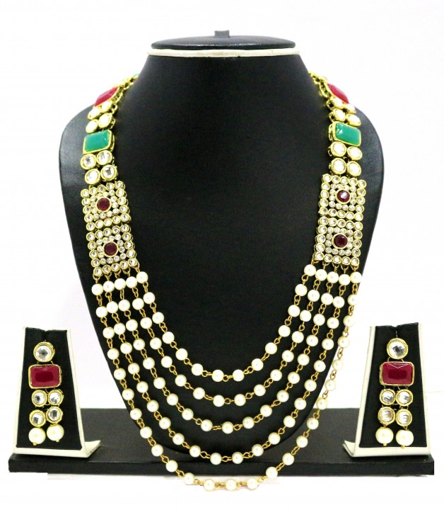 Zaveri Pearls Gold Plated Multicolor Necklace Set For Women