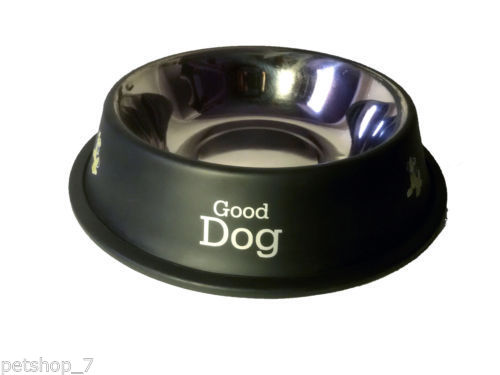 stainless steel stylish dog food bowl BLACK 600 ML