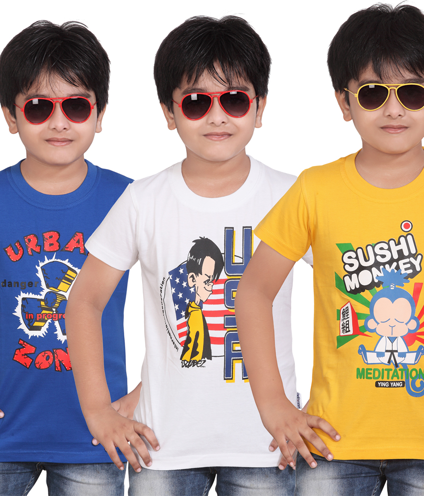 Buy DONGLI PRINTED BOYS ROUND NECK T-SHIRT (PACK OF 3)DLH432_RBLUE ...