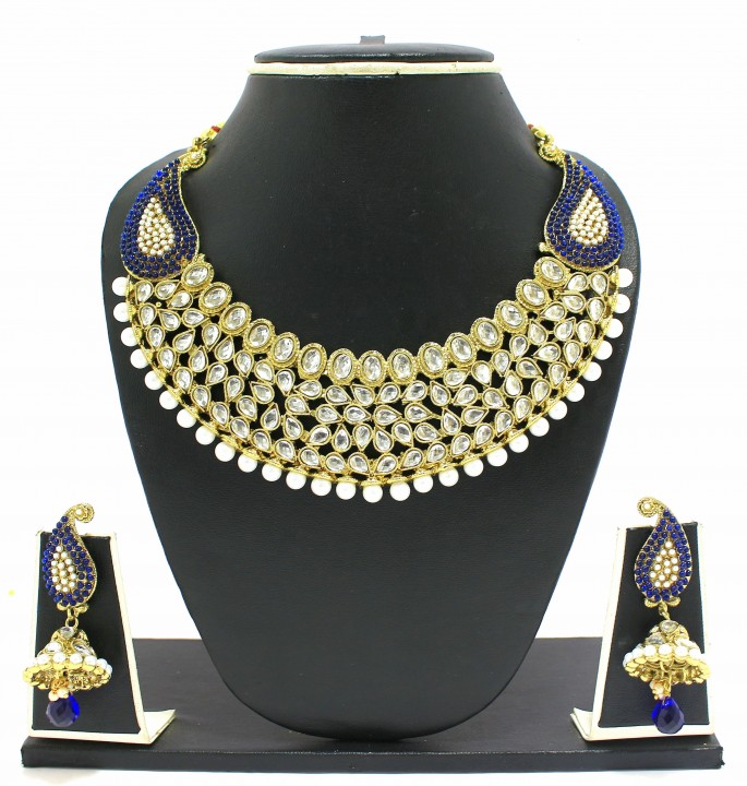 Buy Zaveri Pearls Gold Plated Multicolor Alloy Necklace Set For Women