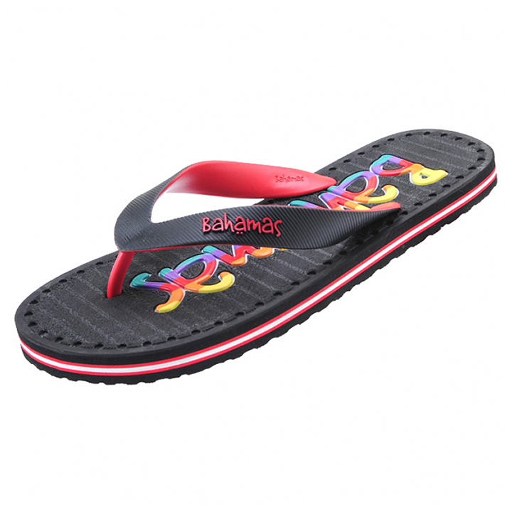 Buy Relaxo Bahamas Mens Black Red Slippers Online @ ₹298 from ShopClues