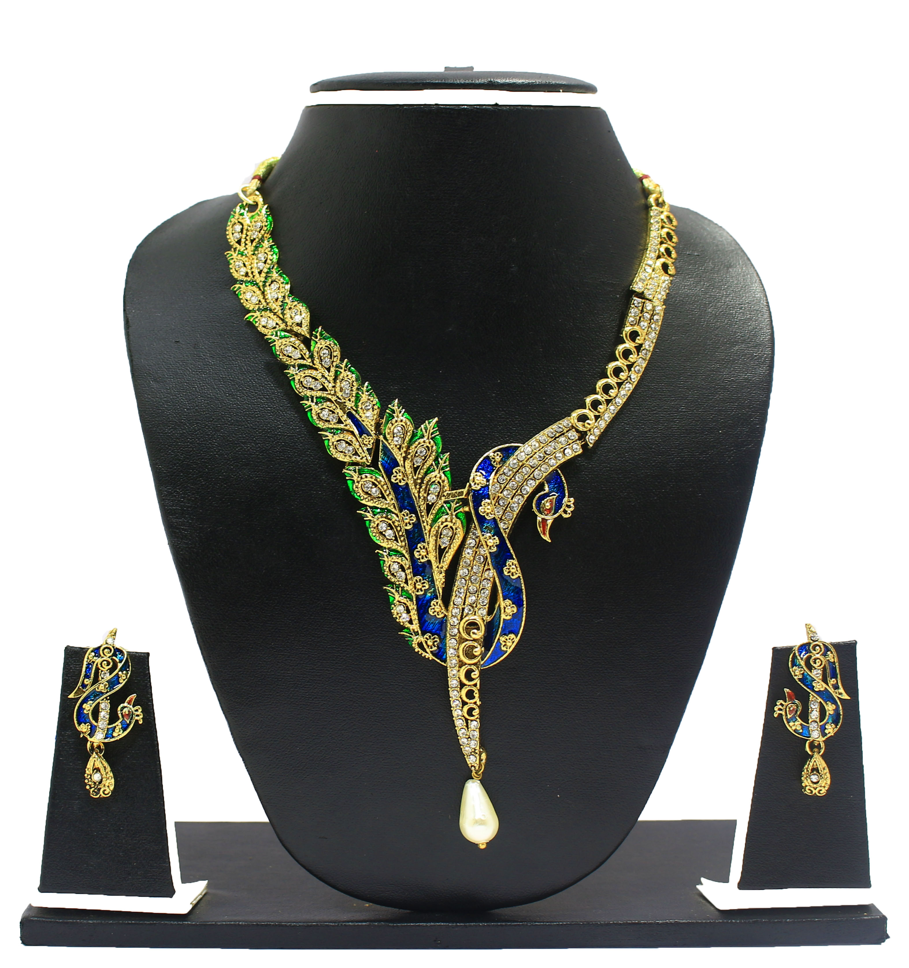 Buy Zaveri Pearls Gold Plated Multicolor Alloy Necklace Set For Women