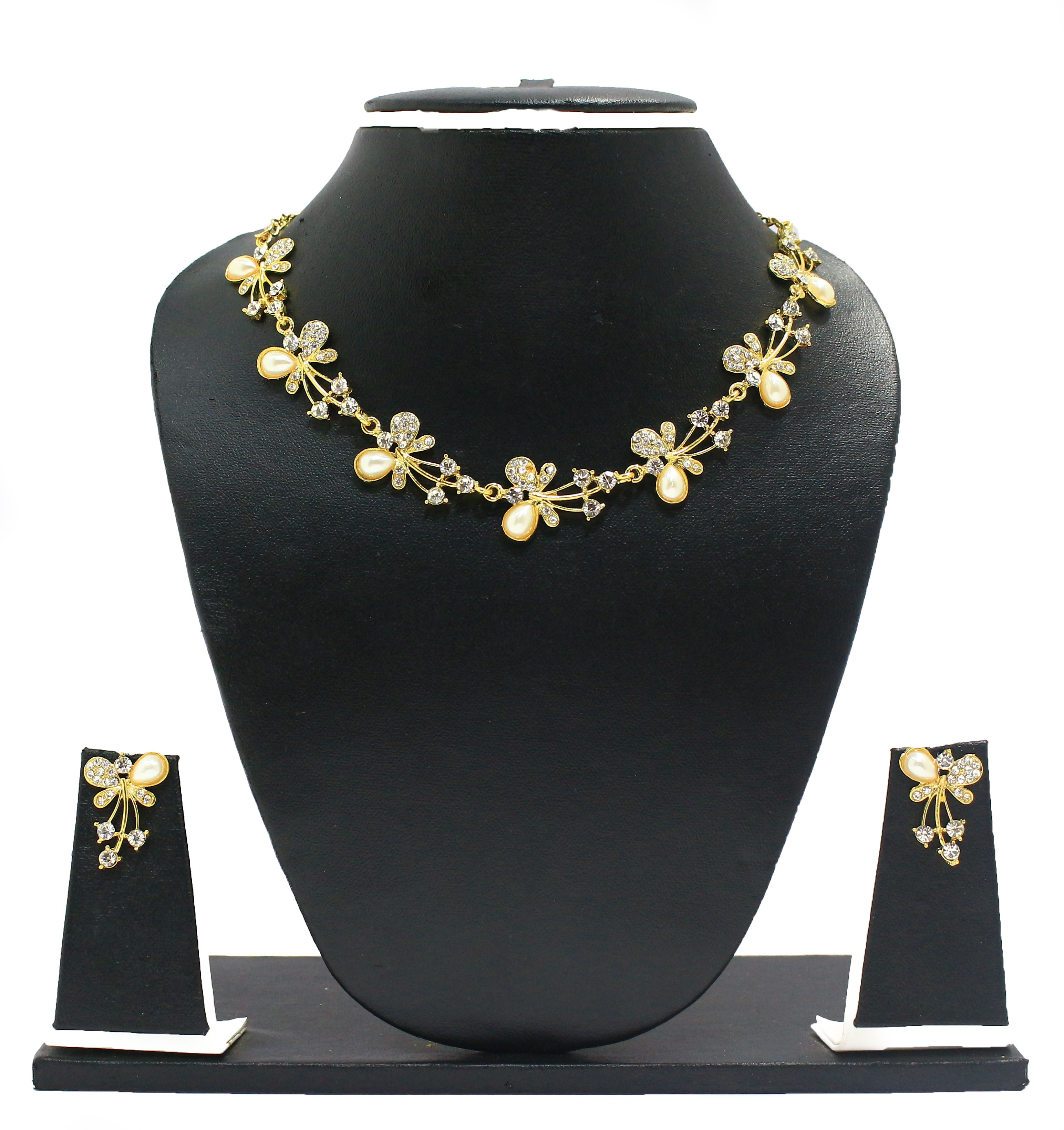 Buy Zaveri Pearls Gold Plated Multicolor Alloy Necklace Set For Women