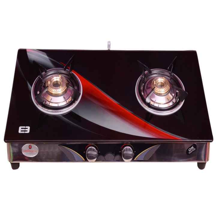 Buy Laxmi Superior Kia Model Burner Black Glass Top Gas Stove With Red Digital Online