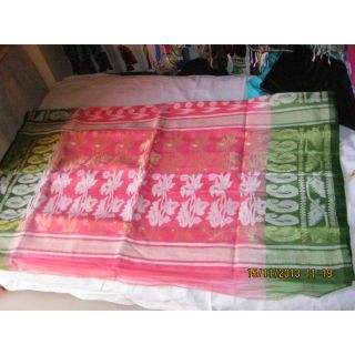 Online DHAKAI MUSLIN SAREE (PINK/GREEN) Prices - Shopclues India