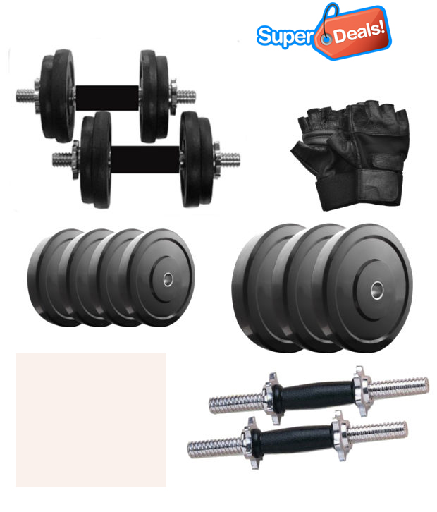 Online 20 kg adjustable rubber dumbbells set + free gym gloves Prices ...