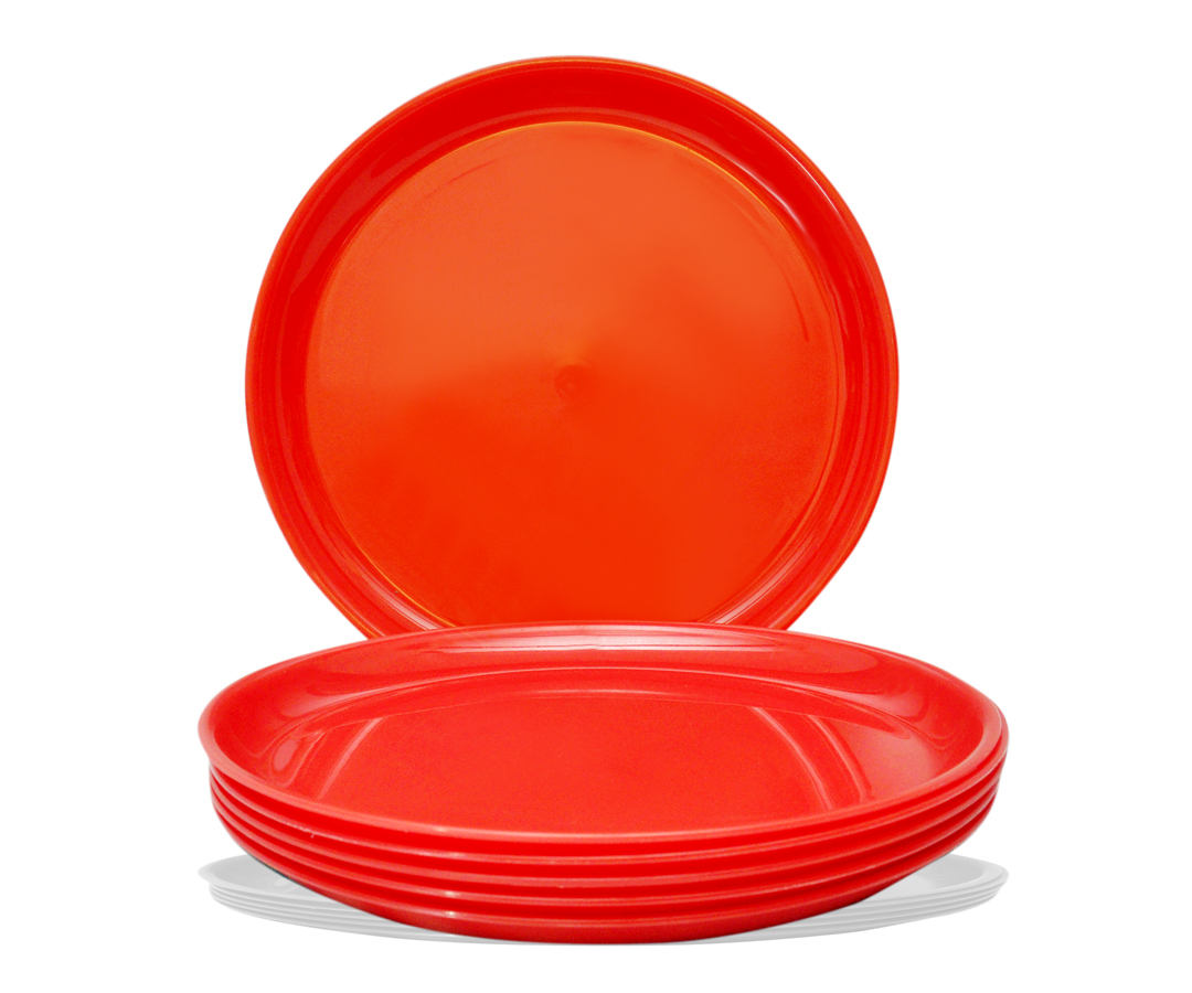 Buy Microwave Safe Plastic QUATER PLATE ( 6 PC SET ) RED