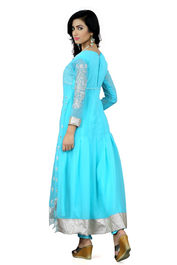 Buy Rakhi Special Wear New Designer Sky Blue Colour Faux