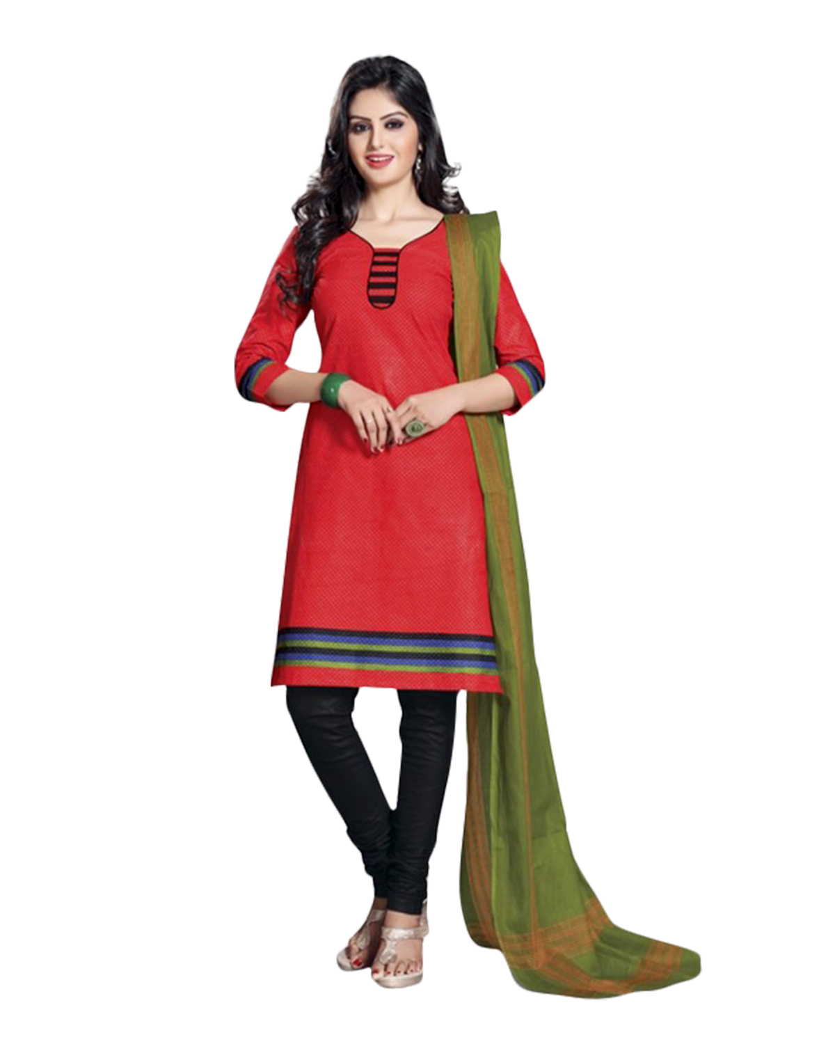 Women Red Cotton Solid Cotton Salwar