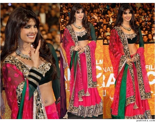 priyanka chopra saree pink