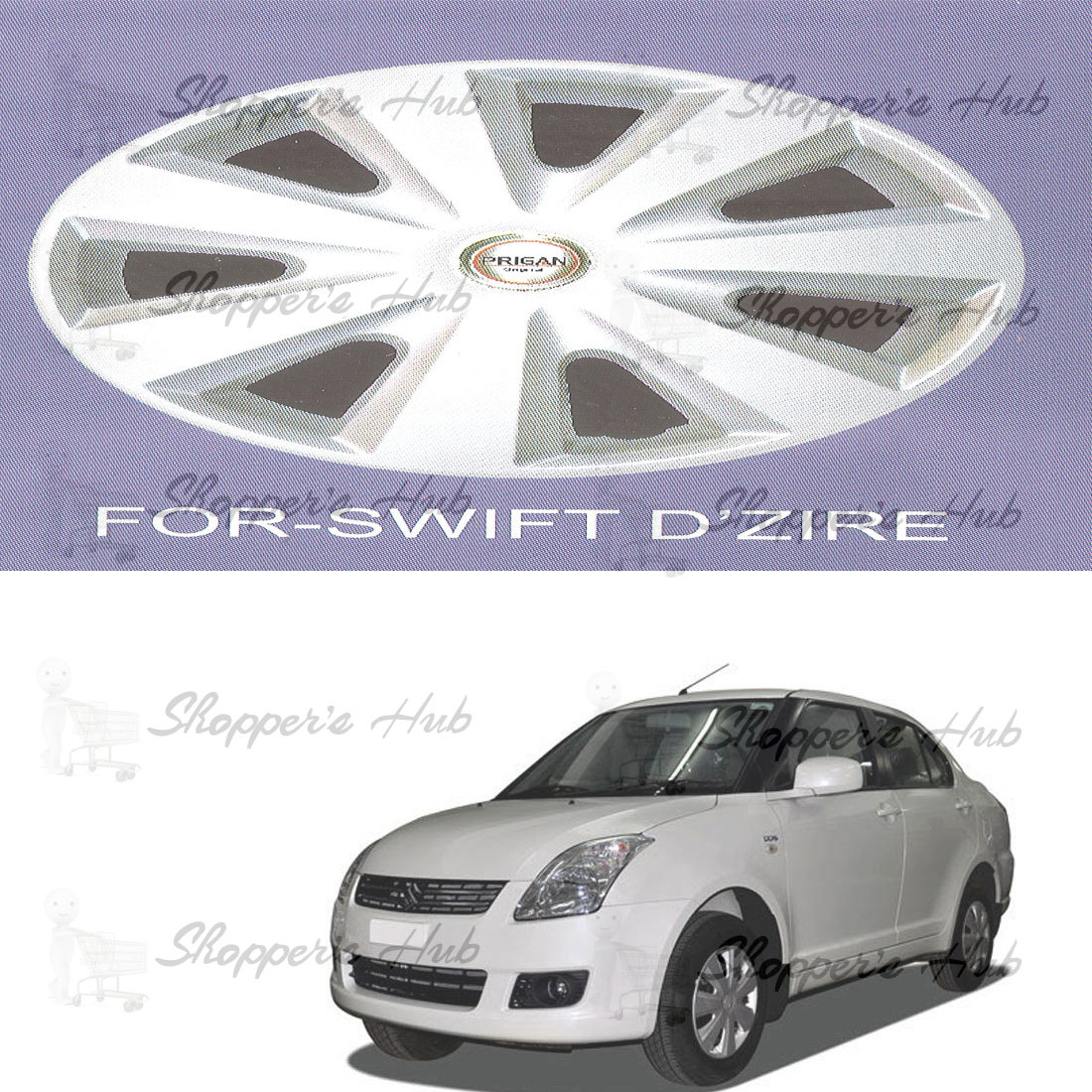 Prigan Car Full Wheel Covers Caps Silver Type For Maruti Swift Dzire at Best Prices Shopclues