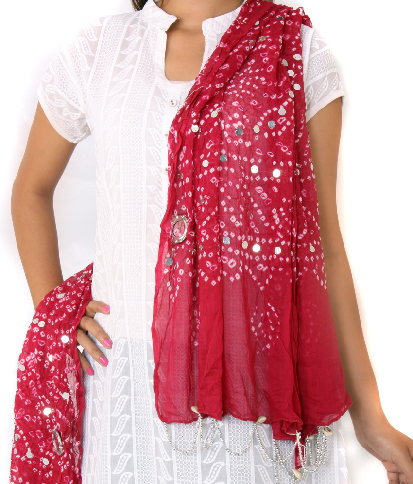 Buy Rajsthani Bandhani Dupatta with mirror work Online ₹425 from