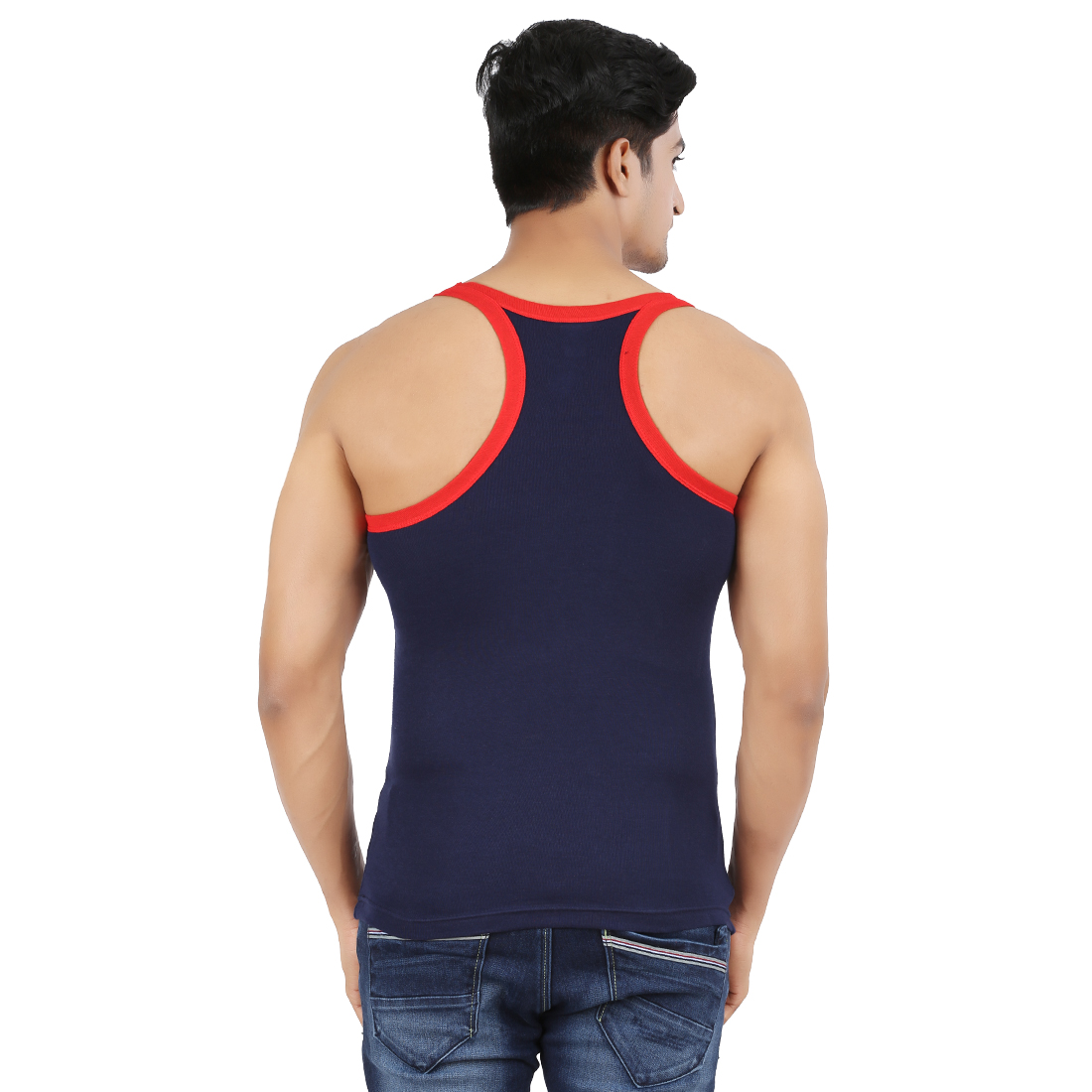 Buy Zippy Men's Vest Cotton Solid Romeo Dark Blue Sleeveless Gym Vest ...