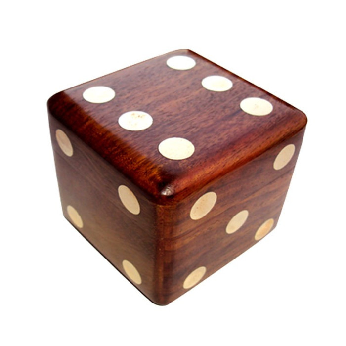 Buy Wooden Dice Shape Dice Box With 5 Dice Online ₹330