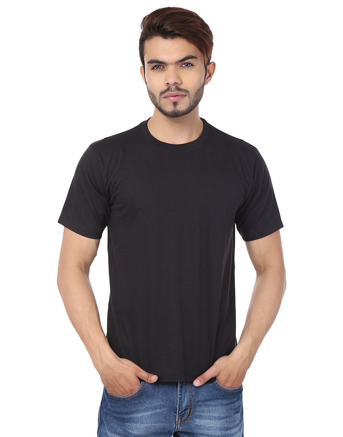 Buy Weardo Plain Black Crew Neck T-Shirt Online @ ₹278 from ShopClues