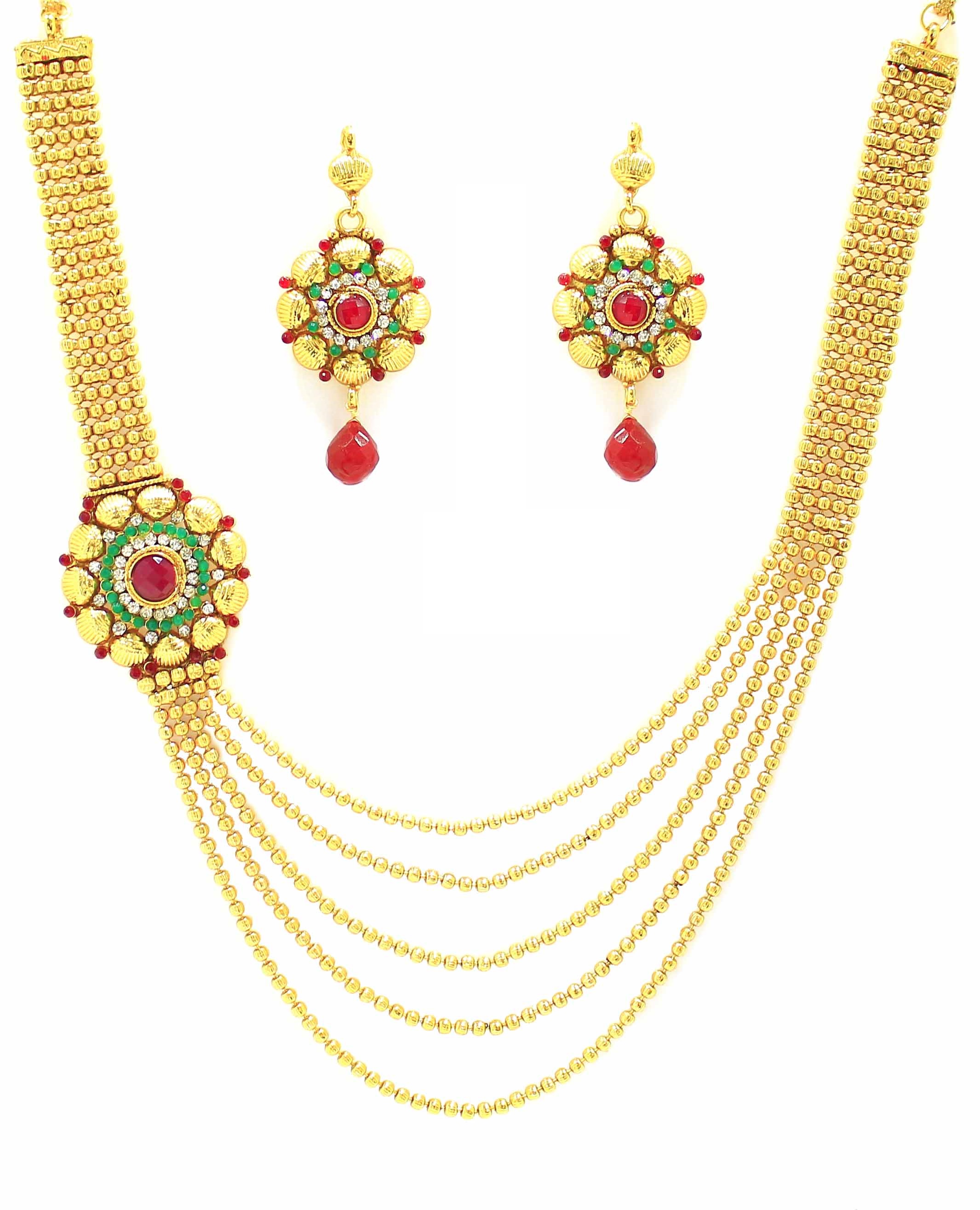 Buy Zaveri Pearls Muticolor Alloy Gold Plated Necklace Set For Women