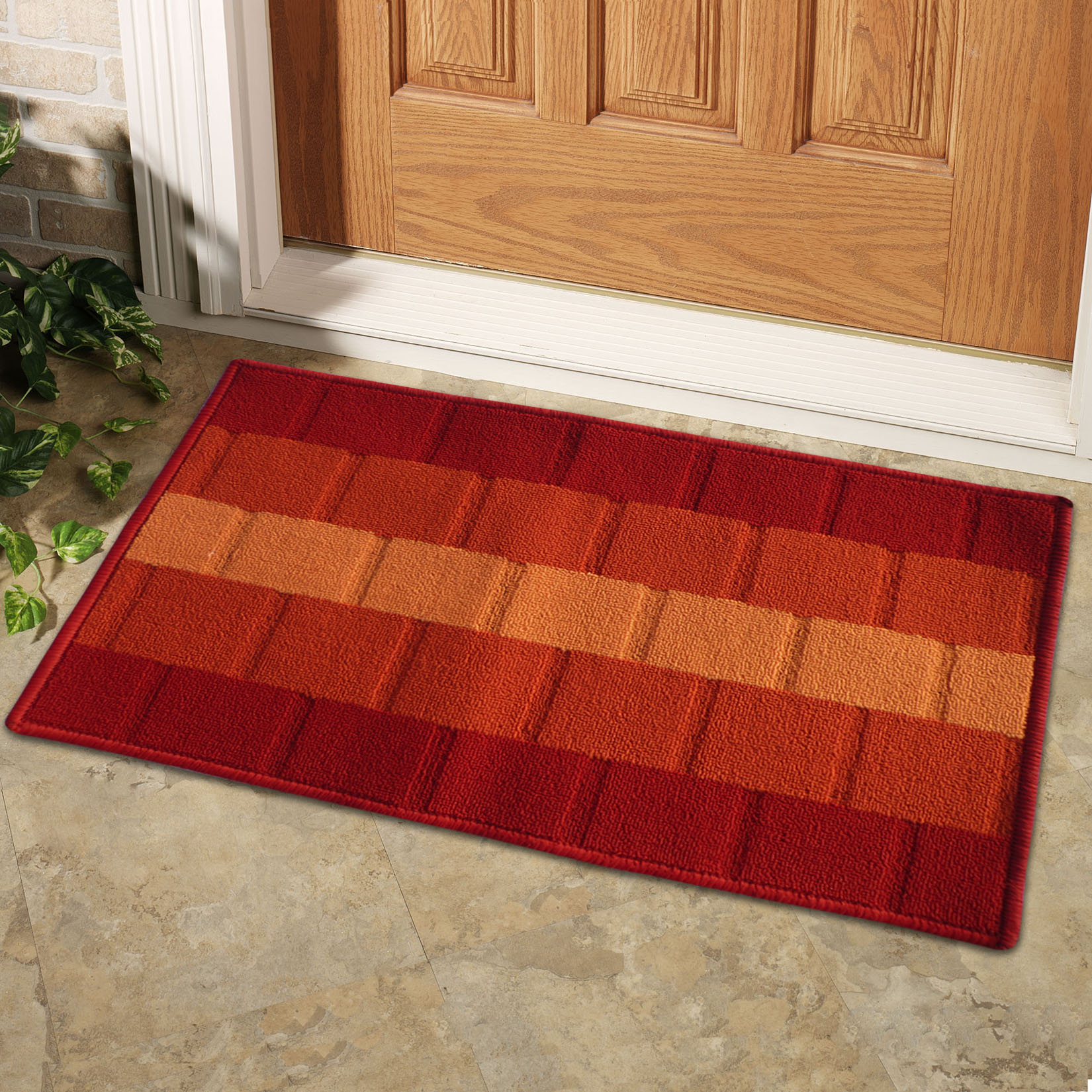 Buy Orange,Wine Polyproplene Door Mat ( 15X22 Inch) Online - Get 58% Off