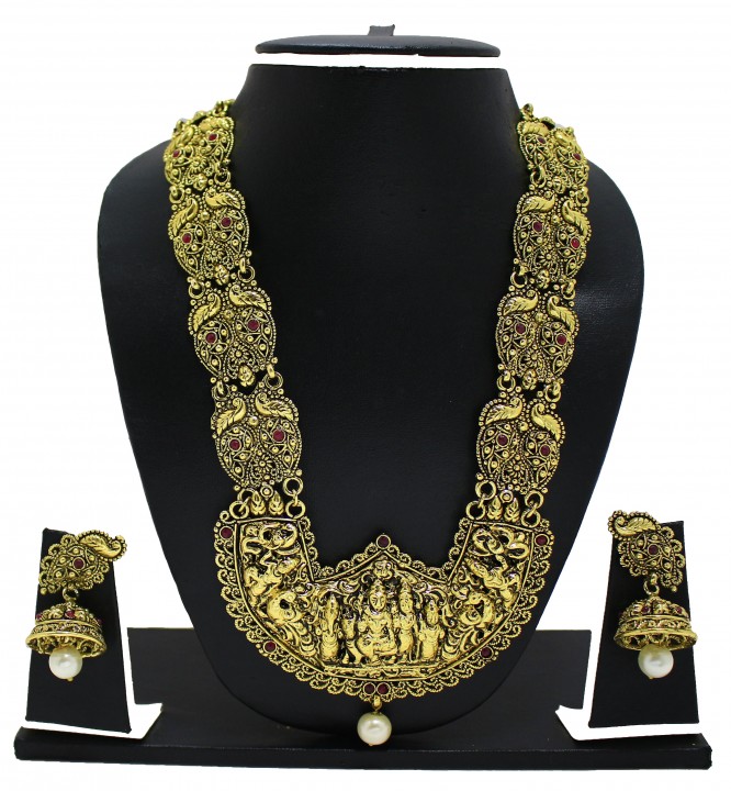 Buy Zaveri Pearls Gold Plated Multicolor Alloy Necklace Set For Women