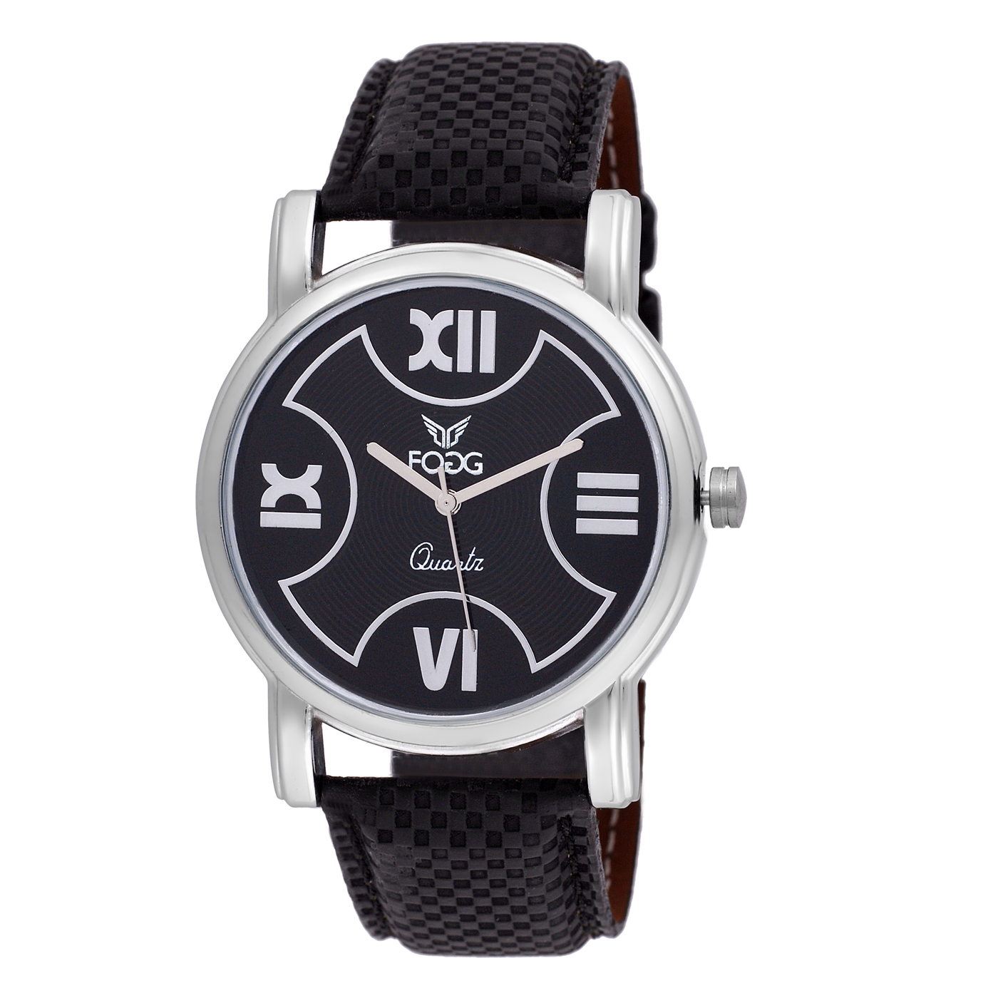 Buy Fogg Round Dial Black Leather Strap Quartz Watch For Men Online ...