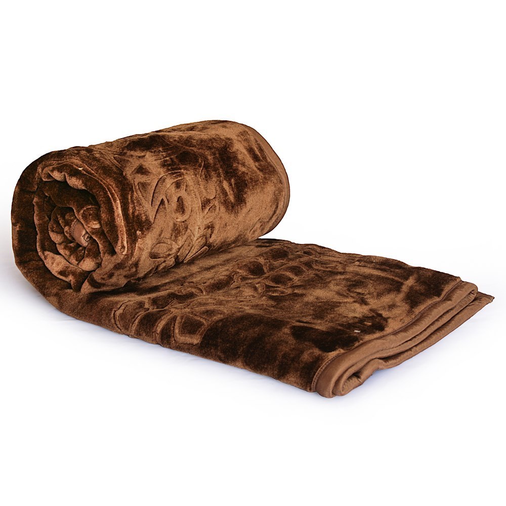 Luxurious Embossed Design Double Bed Brown Soft Mink Korean Blanket   82129219DLI4DBK2121416662118 1441445637 