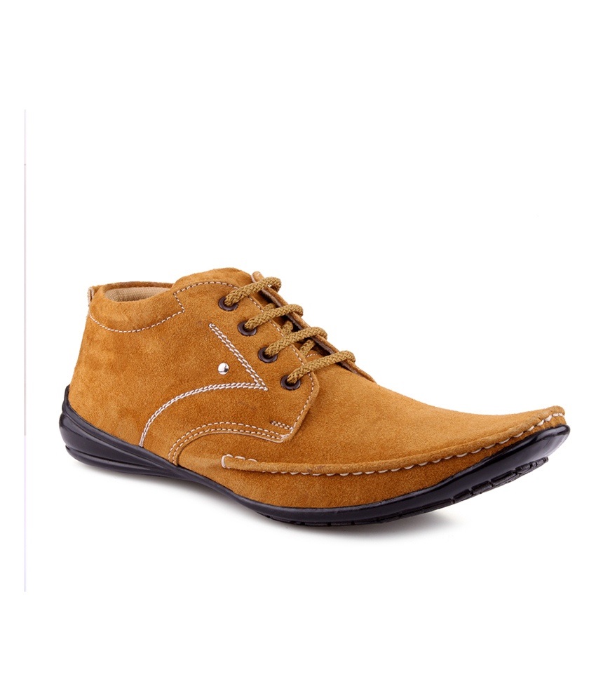 Tan Color Nubuck Leather Casual Lace Up Shoes