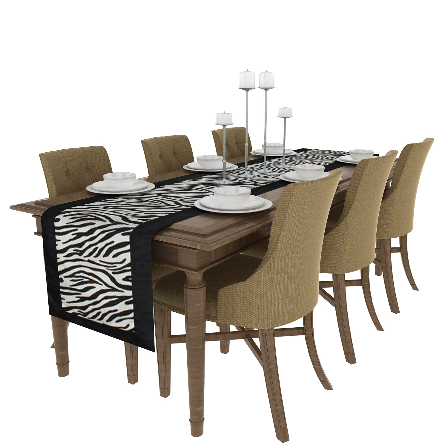 Buy Art Horizons 6 seater black white zebra pattern table runner Online ...