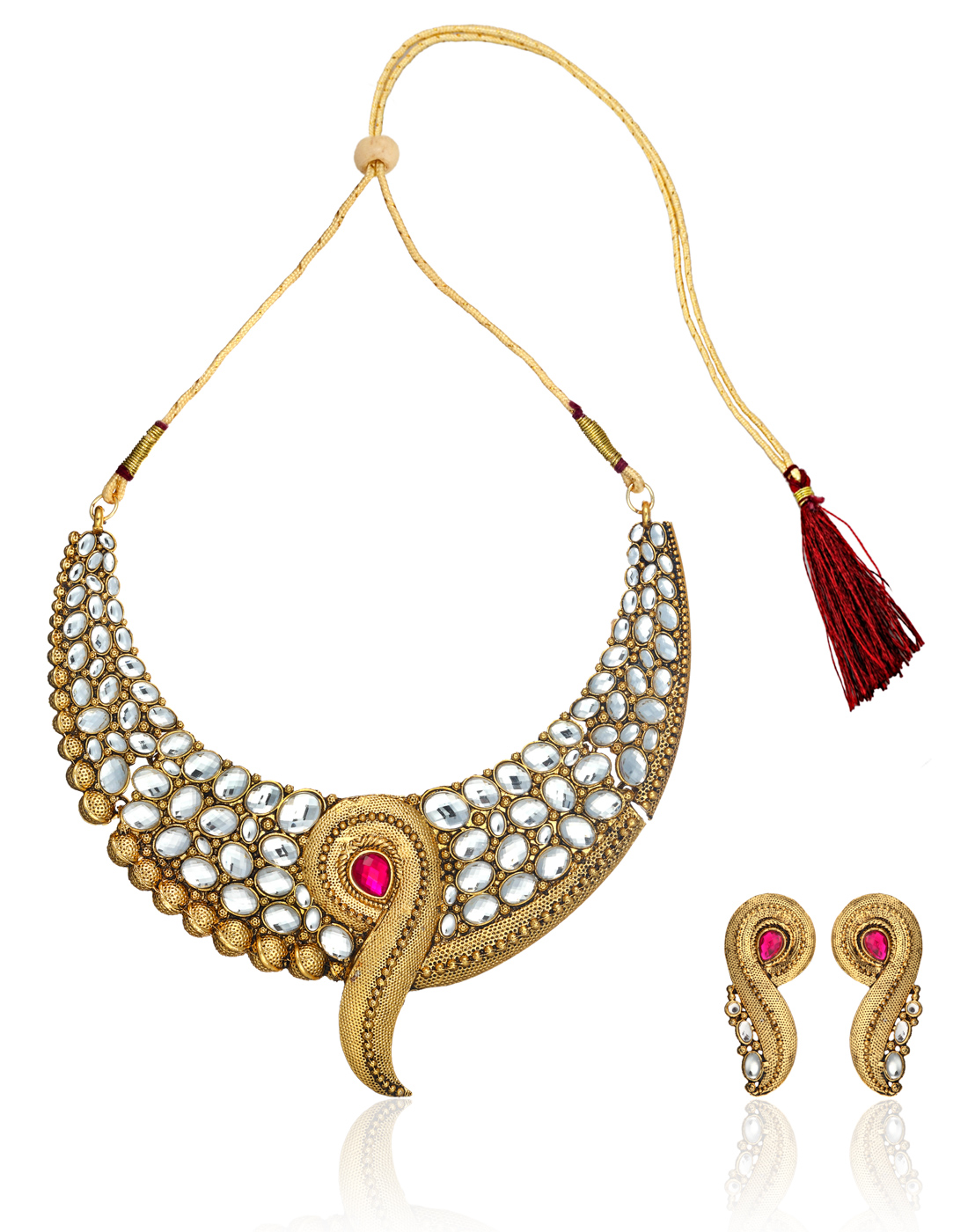 Buy Zaveri Pearls Silvergolden Alloy Gold Plated Necklace Set For Women