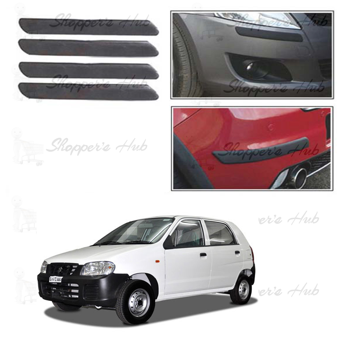 Shop Black Rubber Bumper Protector Beading Set For Maruti Alto Set Of 4