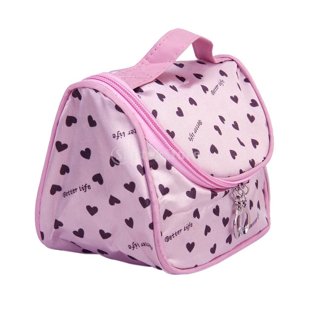 Buy Pink Zipper Cosmetic Bag Toiletry Bag Make Up Bag Hand Case Bag With Hearts Patterns Online 3653